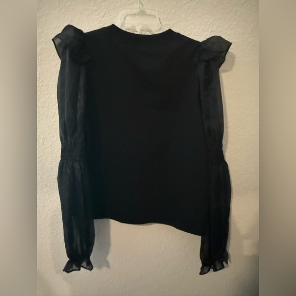 Anthropologie Black Top w/ Sheer Sleeves Sz M Women’s - Picture 3 of 3